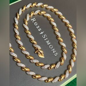 Ross Simons Diamond accent necklace 925 sterling with 18k gold vermeil